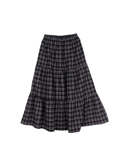 checkered-maxi-skirt-cn512 / Black