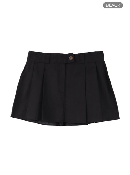 a-line-pleated-mini-skirt-of422 / Black