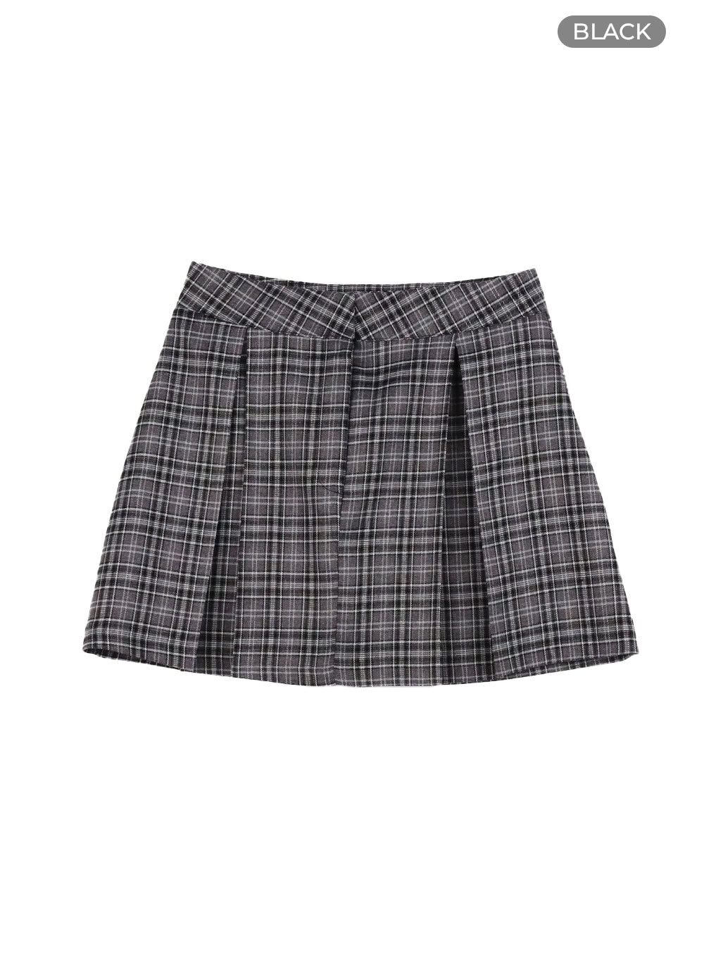 checkered-pleated-mini-skirt-oy409 / Black