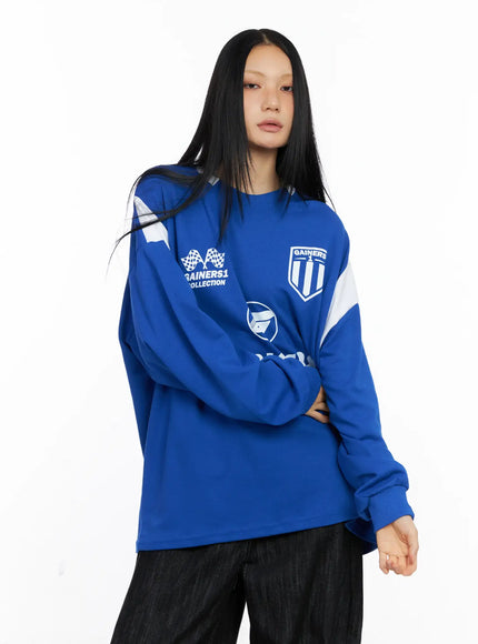 Oversized Graphic Jersey Sweatshirt CS509