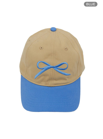 contrasting-ribbon-embroidered-cap-iu419 / Blue