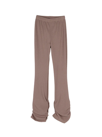 ribbed-shirring-bootcut-pants-cy515 / Dark brown