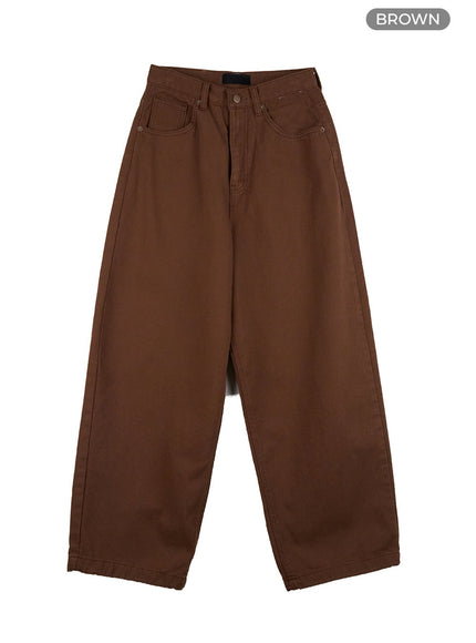 solid-comfort-wide-leg-trousers-co418 / Brown