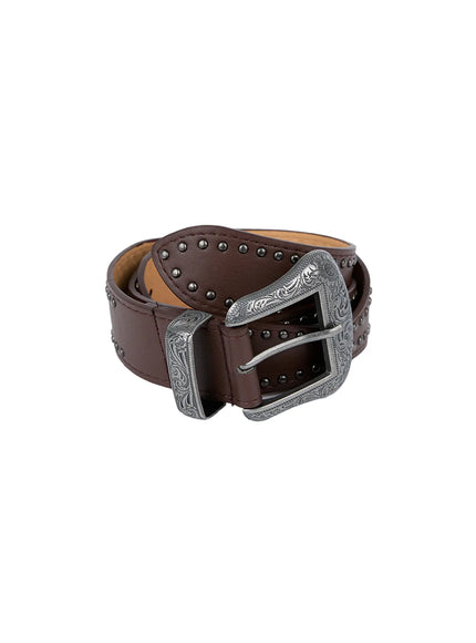 studded-western-buckle-belt-cg507 / Brown