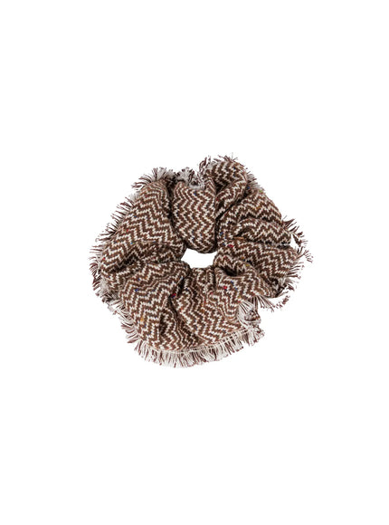fringe-zigzag-pattern-scrunchie-co506 / Brown
