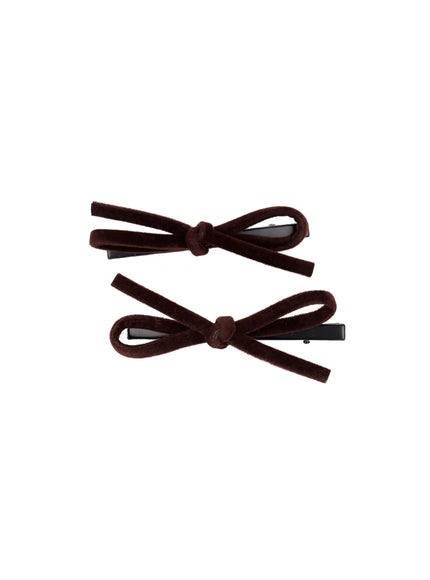 velvet-ribbon-hair-clip-cn527 / Brown