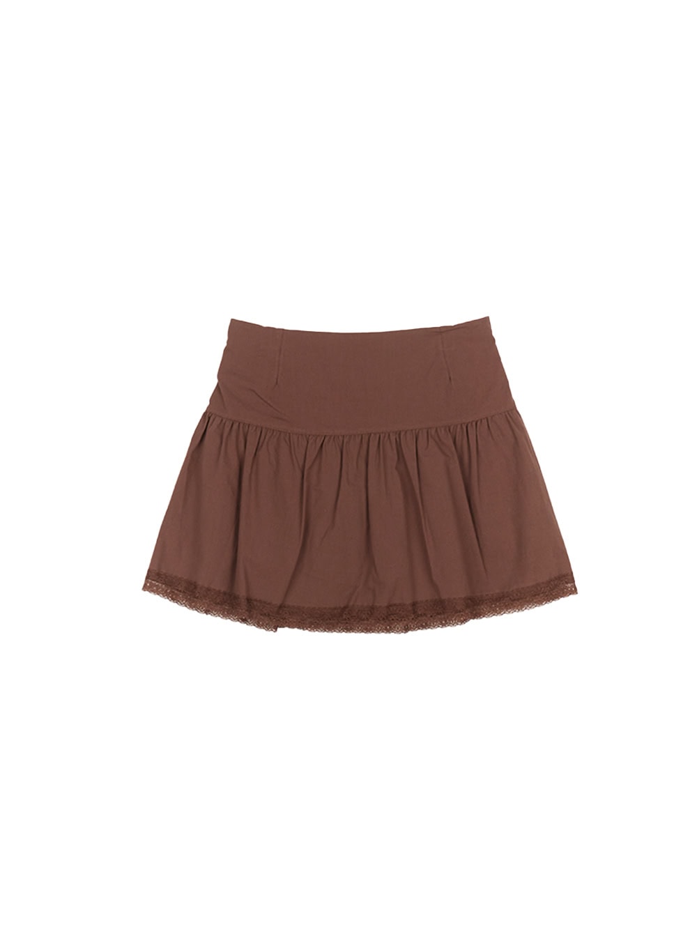 shirred-lace-mini-skirt-cm531 / Brown