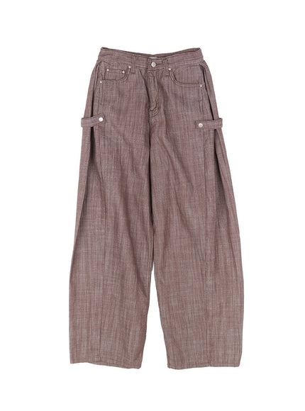 wide-fit-buttoned-pants-cu506 / Brown