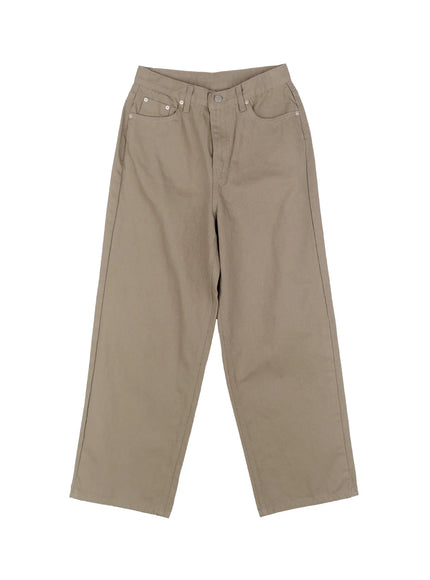 casual-wide-leg-cotton-pants-co523 / Dark beige