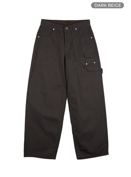 mini-pocket-detail-wide-fit-pants-co426 / Dark beige