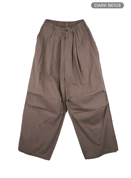 mens-solid-pintuck-wide-leg-trousers-co408 / Dark beige