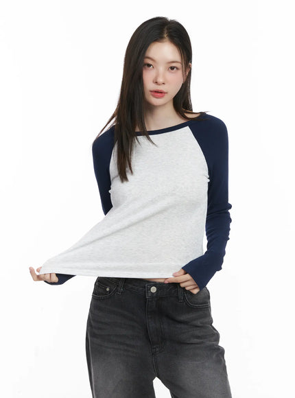 contrast-fleece-raglan-long-sleeve-cj506 / Dark blue