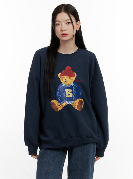 Bear Graphic Crewneck Sweatshirt ON408