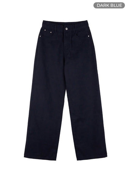 solid-cotton-wide-leg-pants-os423 / Dark blue