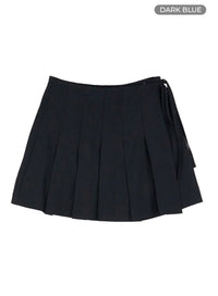 pleated-solid-mini-skirt-ou428 / Dark blue