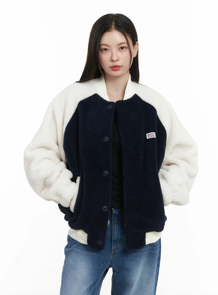 fleeced-varsity-jacket-cj506 / Dark blue