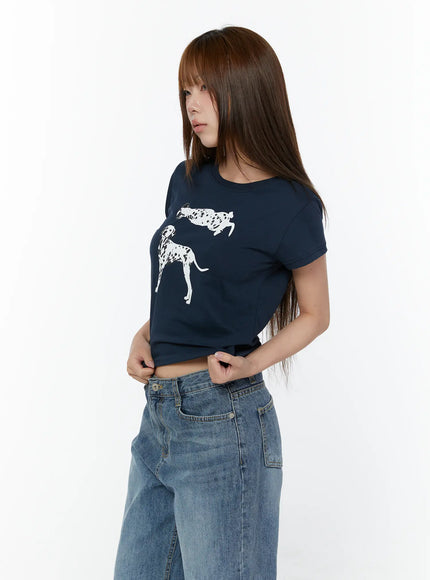 graphic-spot-print-short-sleeve-tee-cy518 / Dark blue