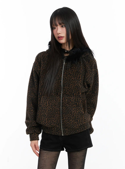 cozy-hooded-zip-up-cd519 / Dark brown