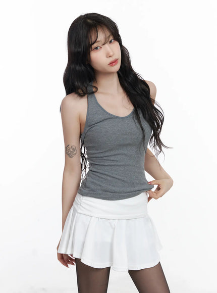 basic-halter-neck-sleeveless-top-cj527 / Dark gray