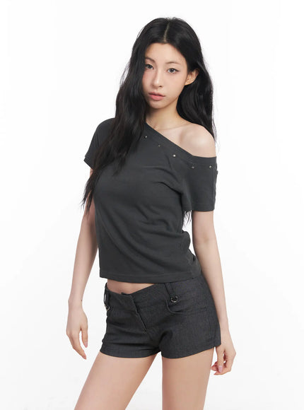 edgy-one-shoulder-top-cu511 / Dark gray