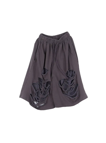 distressed-bermuda-sweatshorts-cl508 / Dark gray