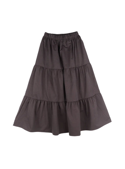 flowy-tiered-maxi-skirt-cs523 / Dark gray