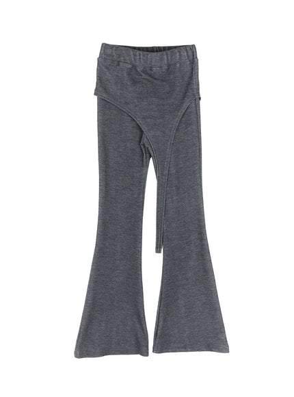 layered-tie-flared-pants-cs505 / Dark gray
