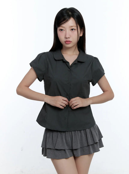 collared-short-sleeve-shirt-cu527 / Dark gray