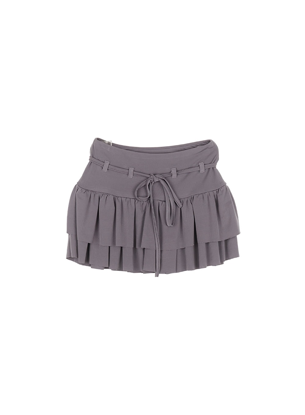 string-ribbon-ruffle-mini-skirt-ca522 / Dark gray