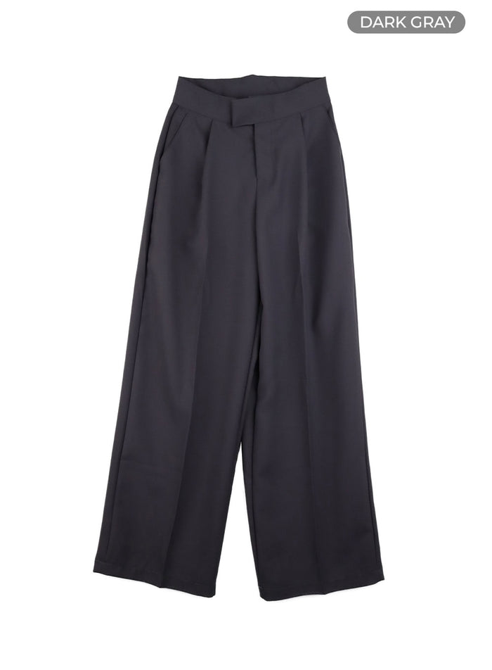 pintuck-wide-fit-tailored-pants-oy413 / Dark gray