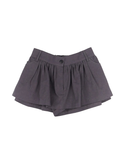 Chic Pleated Mini Skort with Elastic Waistband CJ526