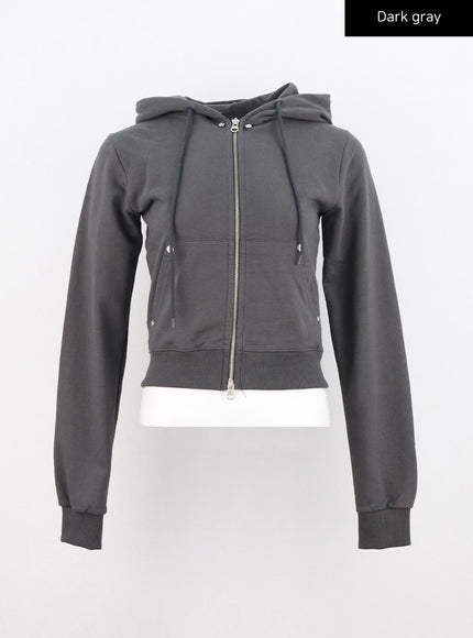 two-way-zip-up-hoodie-jacket-cn306 / Dark gray