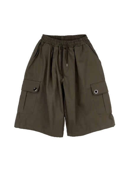 wide-leg-cargo-shorts-ca524 / Dark green