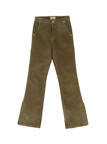 corduroy-bootcut-pants-cj520 / Dark green
