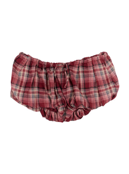 plaid-balloon-shorts-cn505 / Dark red