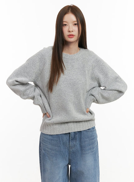 comfy-round-neck-sweater-od418 / Gray