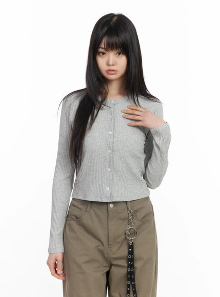 essential-long-sleeve-cardigan-cm513 / Gray