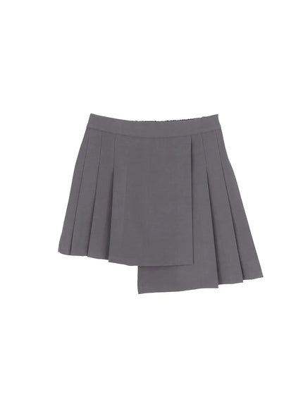 asymmetric-pleated-mini-skirt-cm513 / Gray