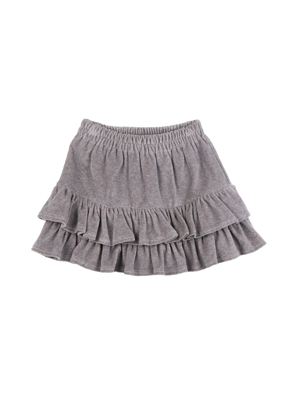 frill-velvet-mini-skirt-od412 / Gray