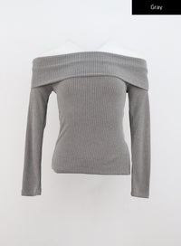 off-shoulder-slim-fit-knit-top-cn317 / gray