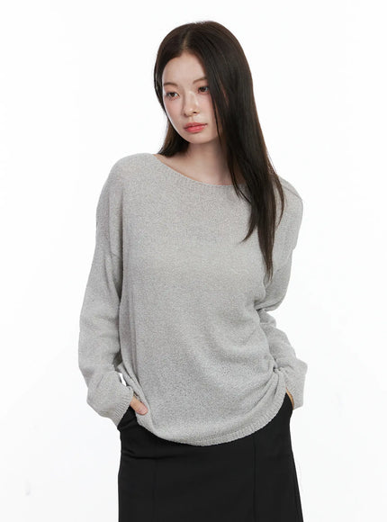 oversized-boatneck-knit-sweater-co506 / Gray