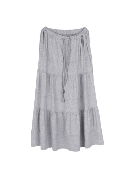 tiered-maxi-skirt-with-drawstring-ca524 / Gray