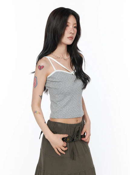polka-dot-strappy-cami-top-ca524 / Gray