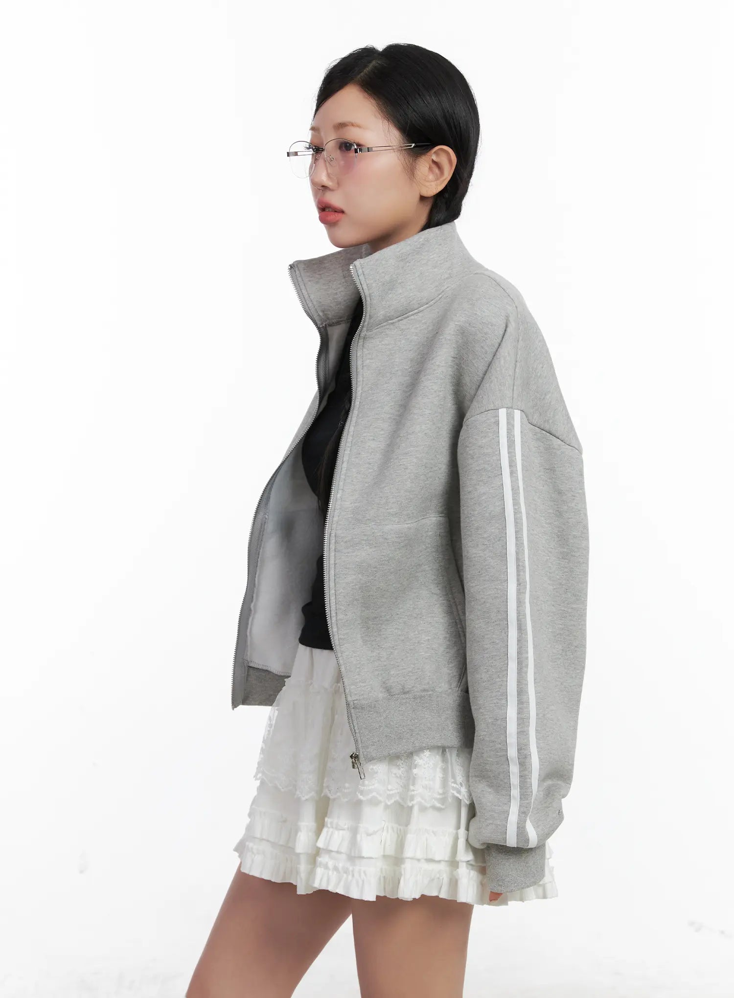 track-style-fleece-jacket-cn528 / Gray