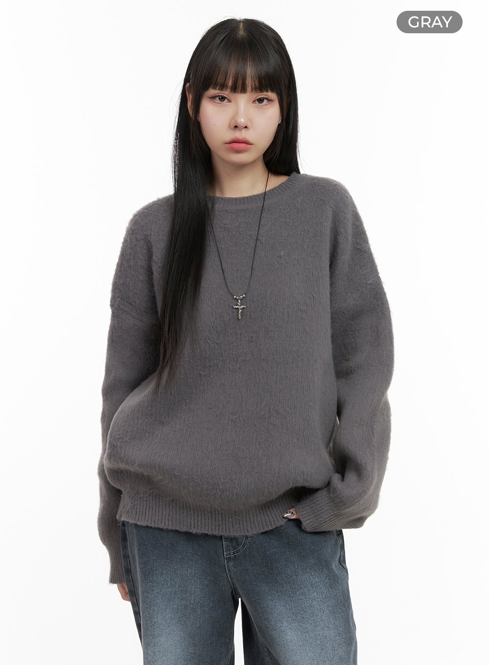 oversized-fuzy-soft-knit-sweater-oo401 / Gray