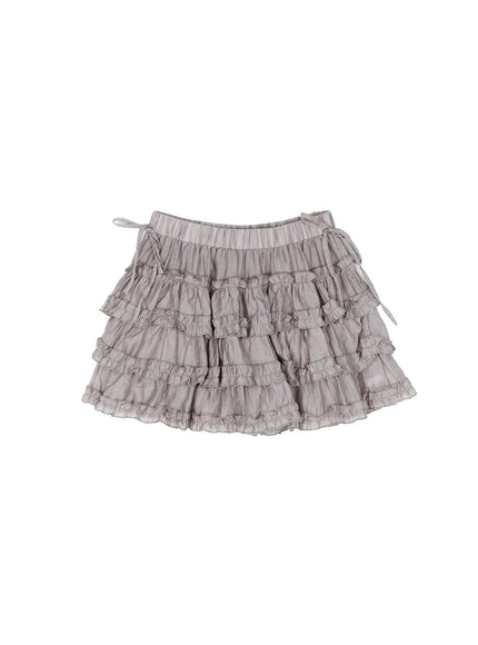 romantic-tiered-ruffle-mini-skirt-cy529 / Gray