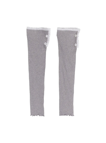 ribbed-lace-botton-leg-warmers-cy513 / Gray