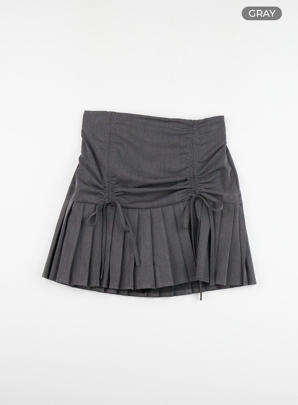 shirred-pleated-mini-skirt-cl422 / Gray