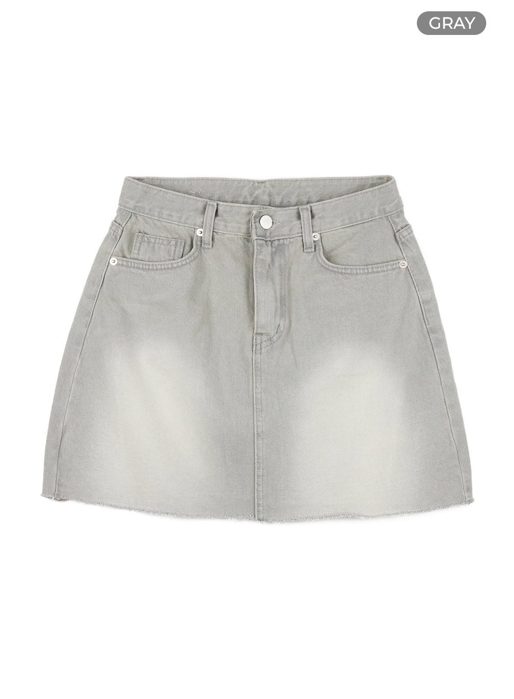 washed-mini-denim-skirt-ou407 / Gray