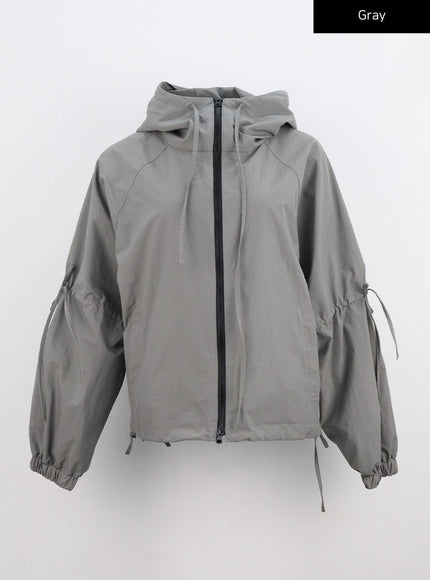 ribbon-zip-up-jacket-cn301 / Gray